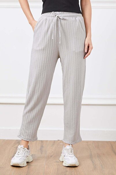 zenne بنطال مضلع رمادي فاتح