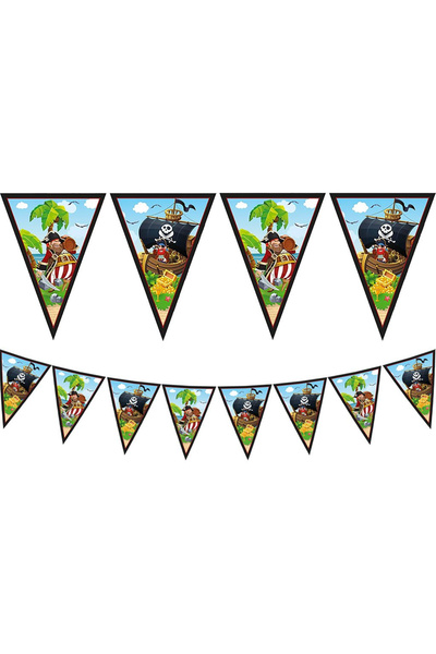Procos Ghirlandă cu 9 steaguri Island Pirates, 2,3 m albastră