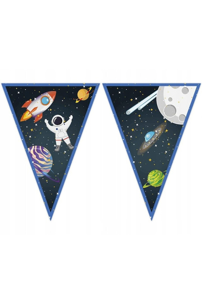 Procos Ghirlandă cu 9 steaguri spațiale rachetă, 2,3 m albastru marin