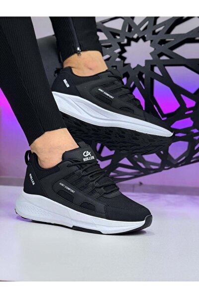 homiro Pantofi sport unisex cu talpă groasă - Negru Alb