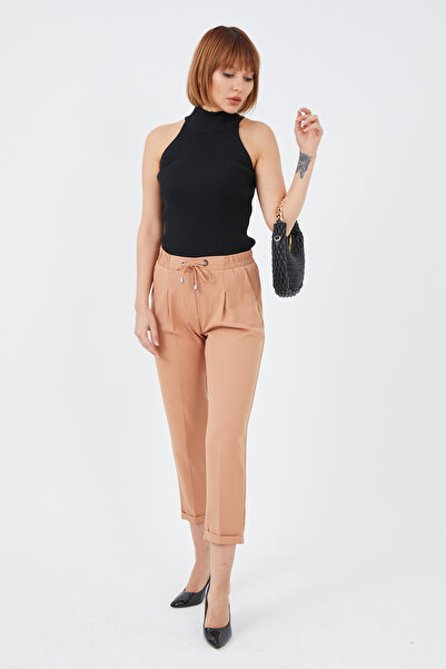 zenne Elastic Waist Trousers Camel