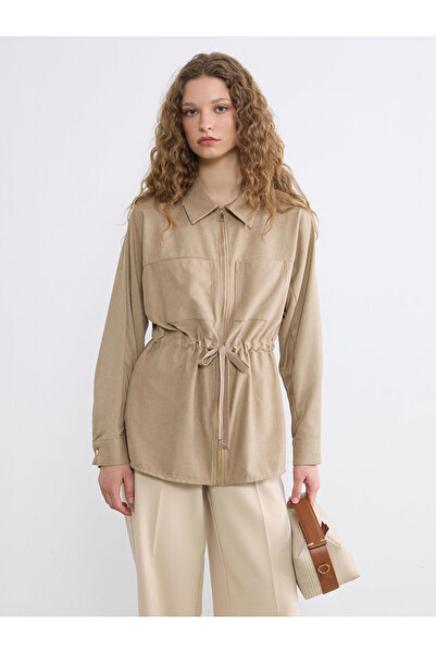 LC Waikiki Brown Shirt Collar Women's Jacket