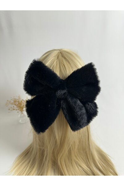 MegssStore مشبك تلقائي على شكل فيونكة سوداء من القطيفة