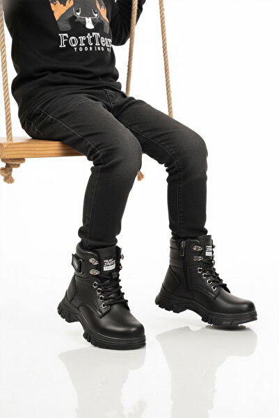 Aspor Black Fleece-Lined Boy's Worker Boots