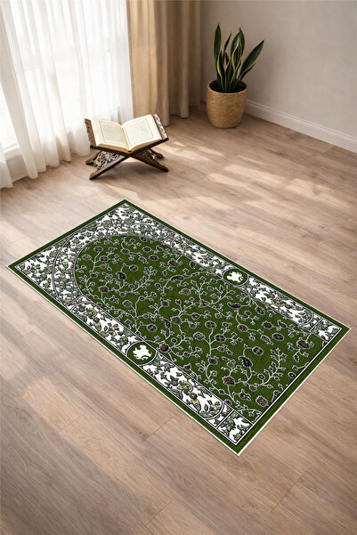 Pelura Halı Classic Pattern Digital Print Pcs Non-Slip Sole Washable Green Pr...