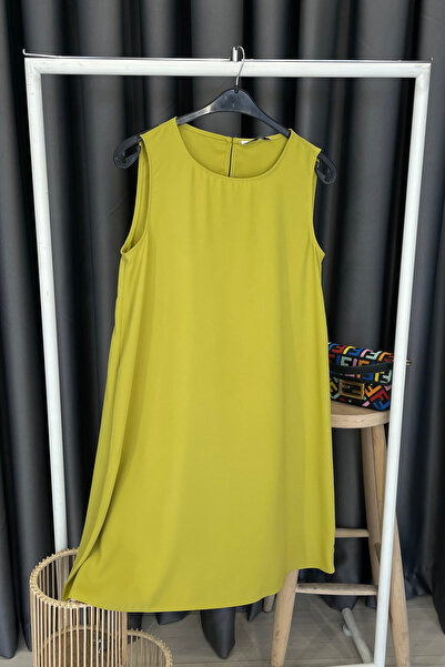 Gökkuşağı Thick Strap Zero Sleeve Detail Dress - Fat Green Fat Green