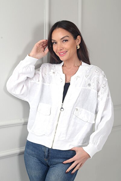 By Saygı Women's Italian Floral Embroidery Detailed Zipper Closure Bag C Pock...