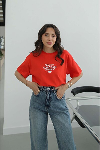 Havoş Red Sunlit Days Printed T-Shirt
