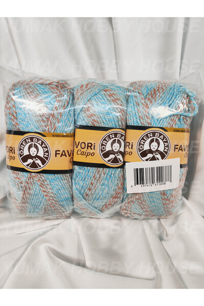 Ören Bayan FAVORİ CAİPO Mavi Ebruli El Örgü İpi (3 Adet) - Renk: 222