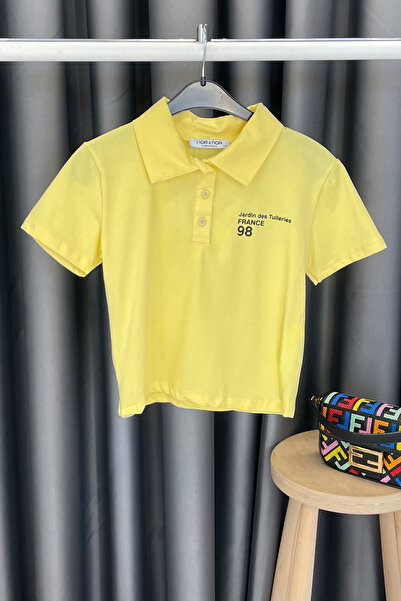 Noa&Noa Shirt Collar Buttoned Lettering Printed T-Shirt - Yellow Yellow