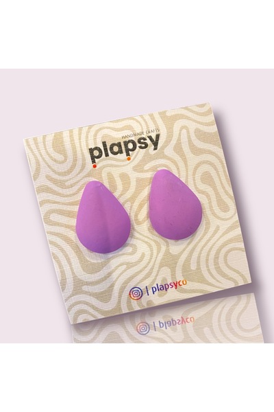 Sunset Blop Mat Küpe - El Yapımı, Sade, Şık Damla Polimer Kil Küpe - Lavanta, Eflatun