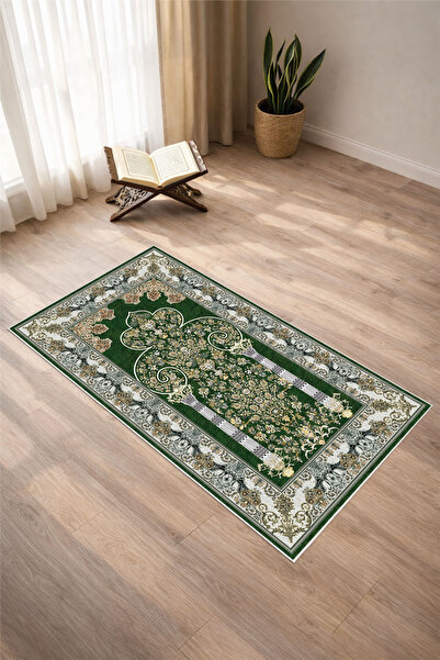 Pelura Halı Classic Patterned Digital Print Pcs Non-Slip Sole Washable Green ...