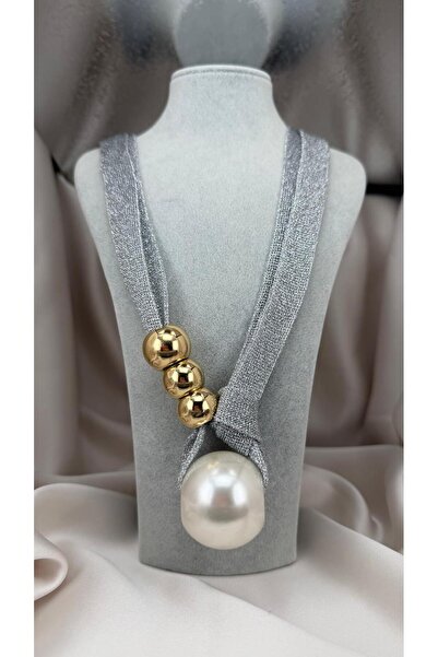 ZS Aksesuar Büyük İnci Detaylı Çoklu Zincir Modern Tasarım Kadın Kolye