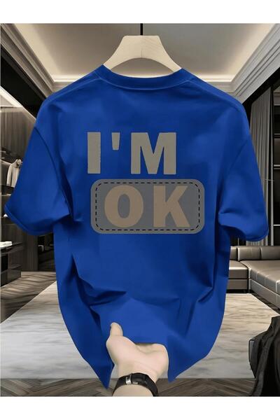 Oksit Unisex "I'M Ok" Printed Oversized Cotton T-Shirt - Special Design Patch...