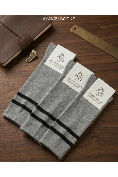 ayakizi socks 3 Pairs of Striped Gray Women's Knee High Socks