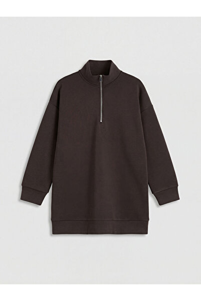 LC Waikiki Lcw Everyday Brown Mock Neck Women's Sweatshirt