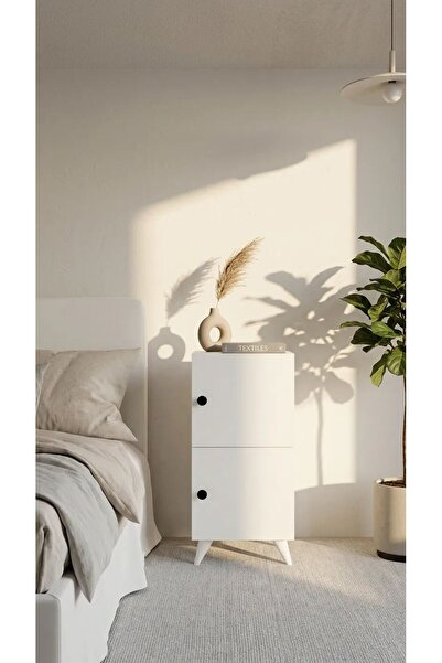 Projemob Miramob 2 Kapaklı Modern Dikey Başucu Sehpası Depolama Alanlı Komodi...