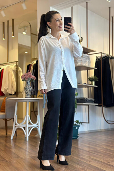 Unique Boutique White Gold Buttoned Linen Shirt