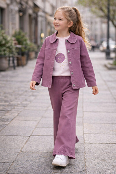 Asortix boutique KIZ ÇOCUK GÜL KURUSU %100 PAMUK COTTON GABARDİN CEKET BODY P...