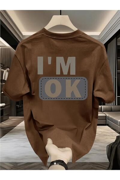 Oksit Unisex "I'M Ok" Printed Oversized Cotton T-Shirt - Special Design Patch...
