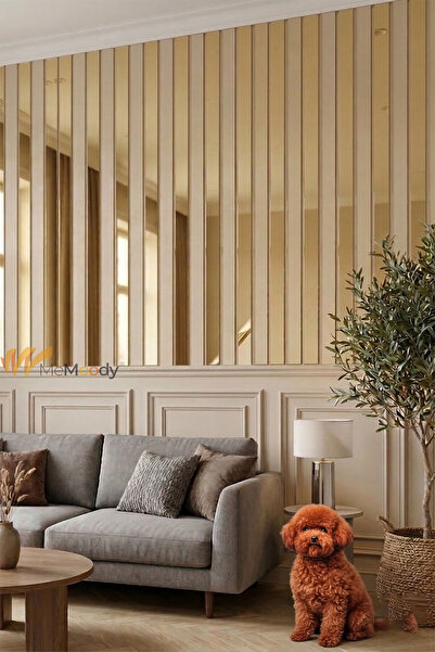 Memoody Dekoratif Yapışkanlı Şerit Pleksi Gold Ayna 5 Adet 2,5x100cm