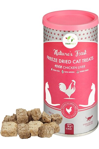 pawfect Nature's Feast Dondurularak Kurutulmuş Tavuk Ciğeri Kedi Ödülleri, Yü...