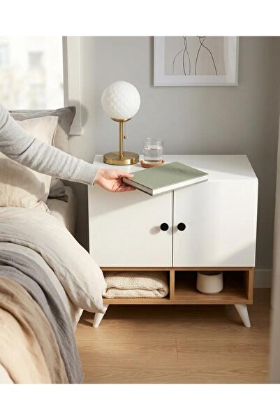 Projemob Miramob Çift Kapaklı ve 2 Bölmeli Modern Başucu Sehpası Geniş Komodi...