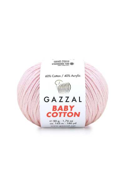 Gazzal Baby Cotton El Örgü İpliği 50gr 3411 Pembe - 1 ADET