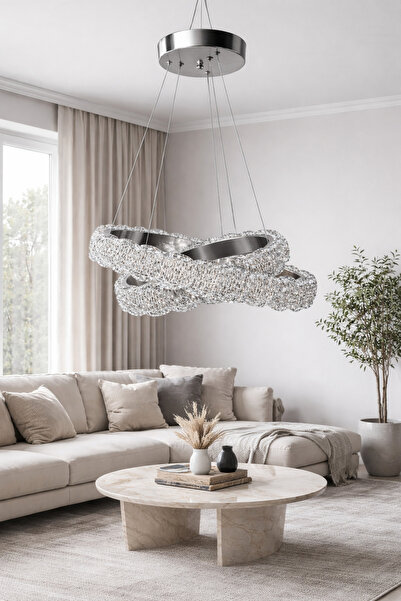 KRL LİGHTİNG Modern Kumandalı İki Katlı Avize