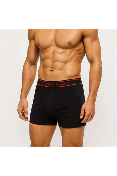 Tutku %100 Pamuk Likralı Elastan 6'lı Erkek Spor Boxer