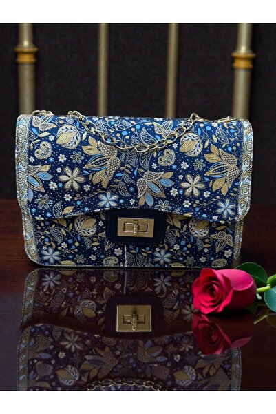 KAYA GİFT AND BAG KADIN OMUZ ÇANTASI 3 PARÇA DOKUMA KUMAŞLI ZİNCİRLİ KADIN OM...