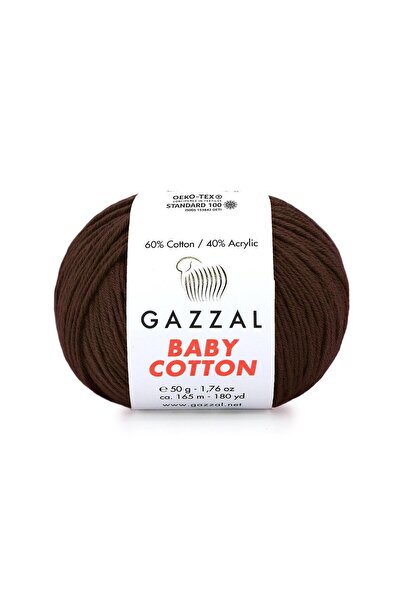 Gazzal Baby Cotton El Örgü İpliği 50gr 3436 Kahverengi - 1 ADET