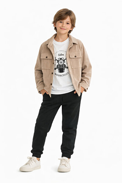 Terry Velvet Style Shirts, Short Sleeve T-Shirt and Linen Pants Boys' 3-Piece...