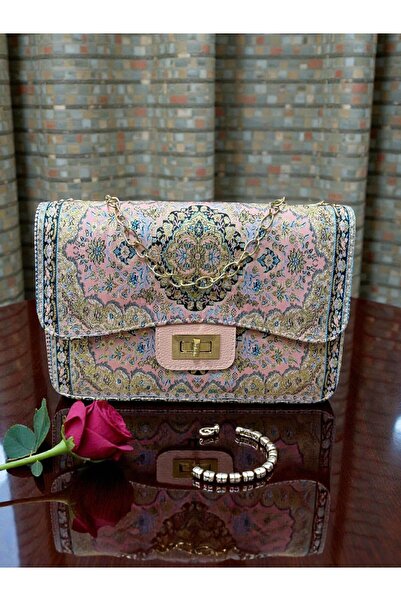 KAYA GİFT AND BAG KADIN OMUZ ÇANTASI 3 PARÇA DOKUMA KUMAŞLI ZİNCİRLİ KADIN OM...