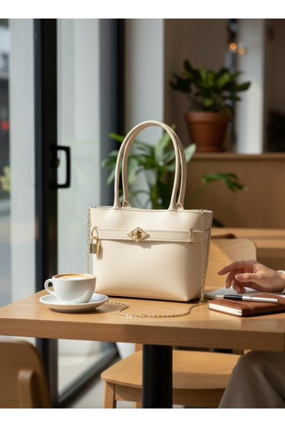 ROYAL LADYS Geantă de umăr pentru femei cu detaliu lanț – căptușită, cu închi...