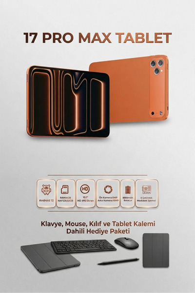 FaroxTech 4GB RAM + 64GB Depolama | Kalem - Fare - Klavye SET - 17 Pro Max Ta...