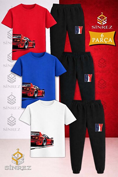 SİNREZ Set de trening pentru copii, cu tricou imprimat în 3 piese, cu imprime...