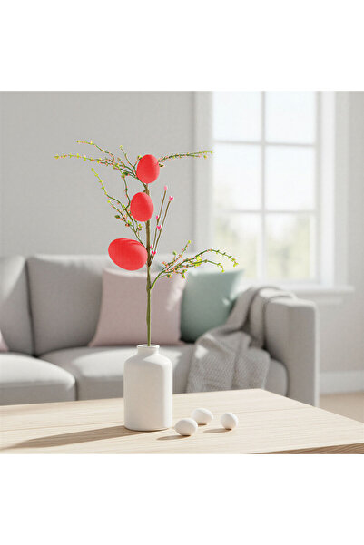 OEM Ramură decorativă de Paște cu ouă – sclipici – roșu – 40 × 16 cm