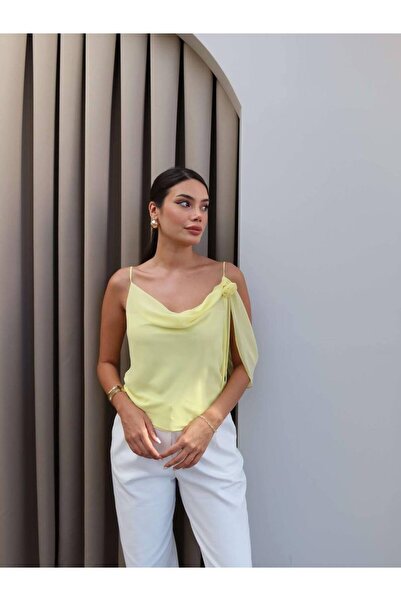 VENTUS MODA&ÇANTA Tek Omuz Gül Detaylı Şık Davet Bluzu
