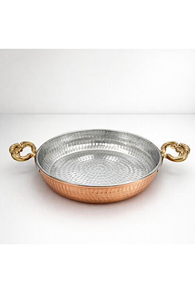 Copper Empire 22x4 cm Saf Bakır Ağır Tava İçi Kalaylı El Dövme Menemen Kuymak...