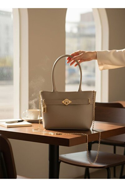 ROYAL LADYS Geantă de umăr pentru femei cu detaliu lanț – căptușită, cu închi...