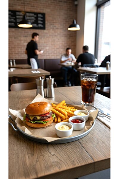 Home GreyfurtArt Yuvarlak Kulplu Tepsi Sunum Kafe Tip Patates Kızartması Taba...