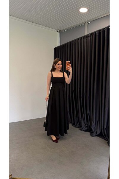 elif teke Mira Large Pleated Dress in Black, Pack of Adjustable Strap