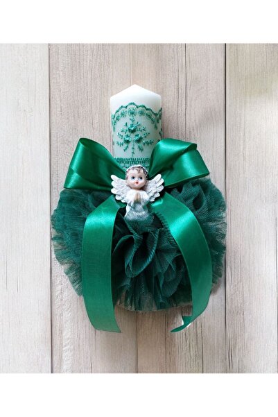 Your Baby Store Lumanare botez ingeras – verde, 35 cm