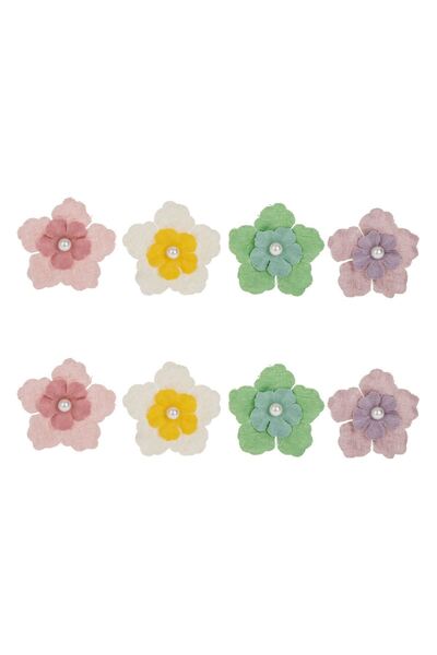 OEM Set of Decorative Flowers of Different Colors with Beads Ø6cm - 8pcs