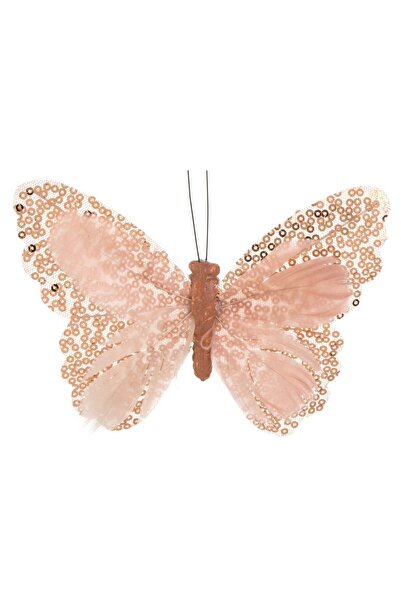 OEM Fluture Decorativ Roz Bej cu Paiete pentru Perdele 15cm