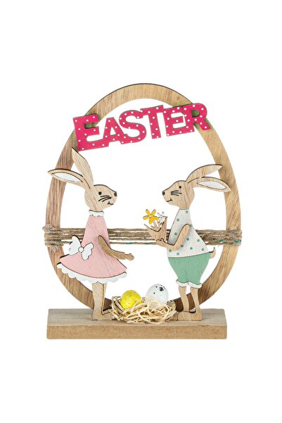 OEM Decoratiune din Lemn de Paste Iepuri Ou "Easter" 13x4x16.5cm