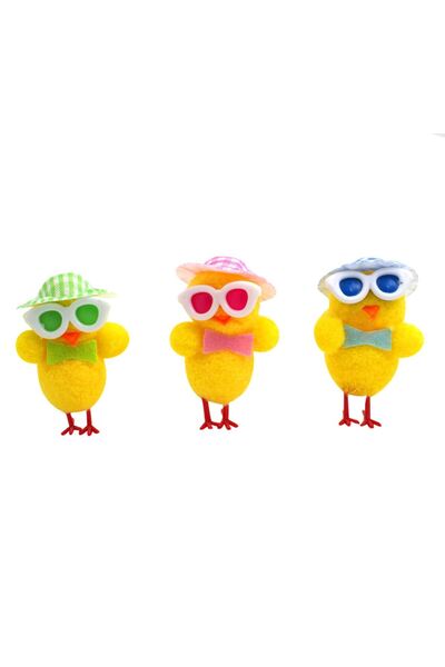 OEM Σετ διακοσμητικών πασχαλινών κοτοπουλιών 2x2x4cm - 3 τεμάχια