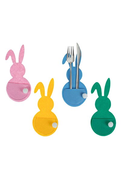 OEM Suport Tacamuri de Paste Iepure din Pasla de 4 Culori cu Pompon 3x22cm - ...