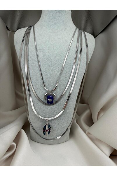 ZS Aksesuar Multi-Layered Chain Evil Eye Detailed Women's Necklace